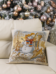 Зима Снеговик - гобеленовая наволочка фото — Магазин Gobelen Art