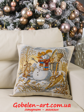 Зима Снеговик - гобеленовая наволочка фото — Магазин Gobelen Art