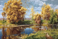 Гобелен Сільський ставок восени 105х70  фото — Магазин Gobelen Art