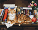 Кот на книжной полке - картина по номерам