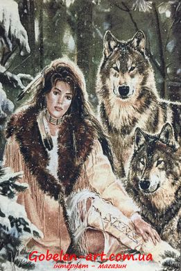 Гобелен Індіанка з вовками 71х108 фото — Магазин Gobelen Art