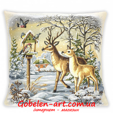 Зима Олени - гобеленовая наволочка фото — Магазин Gobelen Art