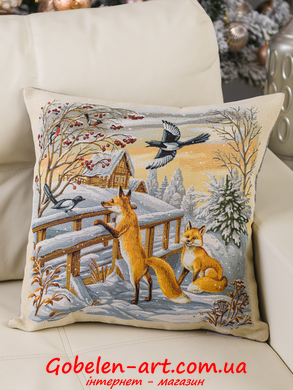 Зима Лисички - гобеленовая наволочка фото — Магазин Gobelen Art