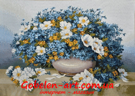 Гобелен Розкішний блакитний букет 48х35 фото — Магазин Gobelen Art