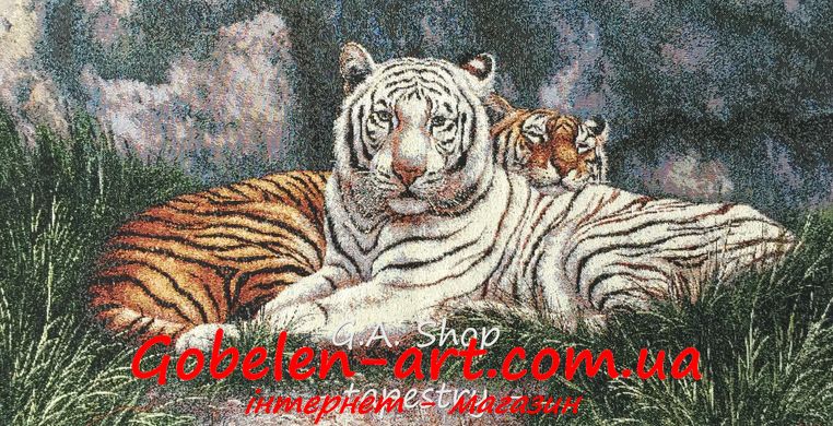 Гобелен Два тигра отдыхают 69х35 фото — Магазин Gobelen Art