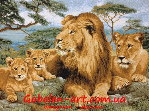 Гобелен Африканські леви 100х70 фото — Магазин Gobelen Art