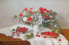 Гобелен Цветы и ягоды евро 48х35 фото — Магазин Gobelen Art