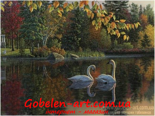 Гобелен Лебеди осенью 70х50 фото — Магазин Gobelen Art