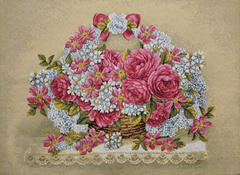 Гобелен Праздничная корзина розы 48х35 фото — Магазин Gobelen Art