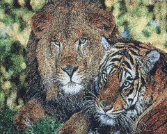 Гобелен Лев та тигриця 25х20 фото — Магазин Gobelen Art