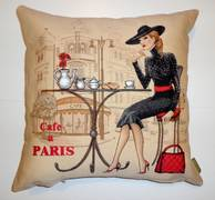 Кафе Париж блондинка 45х45 - гобеленова наволочка фото — Магазин Gobelen Art