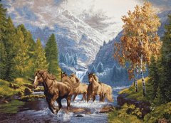Гобелен Біжущі коні 95х70 фото — Магазин Gobelen Art