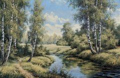 Гобелен Берези біля річки 70х50 фото &mdash; Магазин Gobelen Art