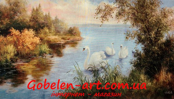 Гобелен Лебеді на ставку 127х71 фото — Магазин Gobelen Art