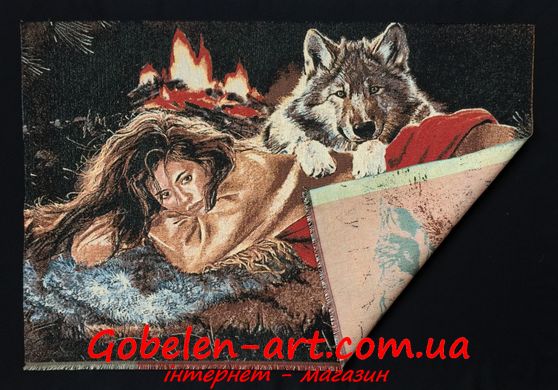 Гобелен Дружба с волком 107х71 фото — Магазин Gobelen Art