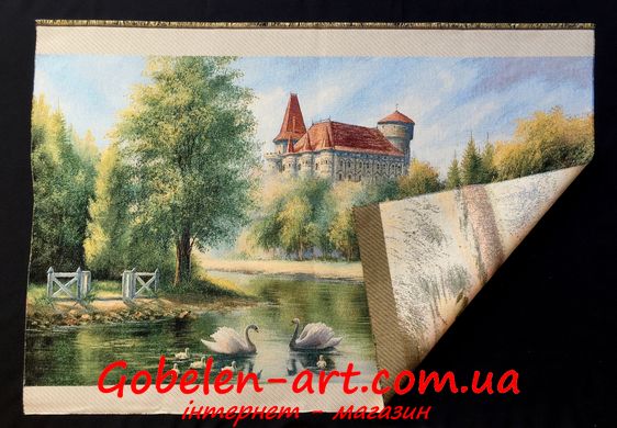 Гобелен Замок и лебеди 107х62 фото — Магазин Gobelen Art